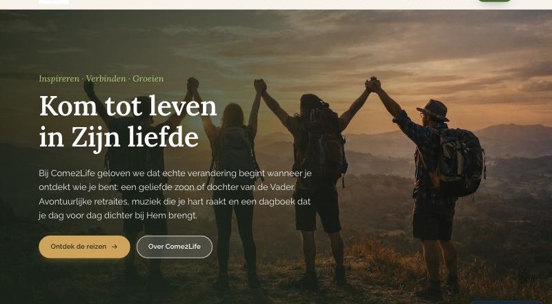 Screenshot van de Come2Life website